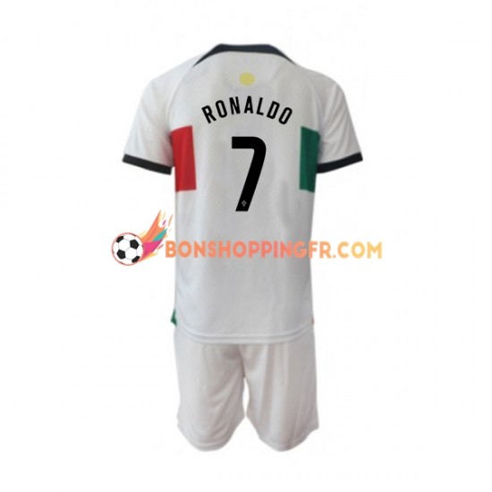 Maillot Extérieur Portugal Ronaldo 7 Coupe du Monde 2022 Manches Courtes Jeune Enfant(+shorts)