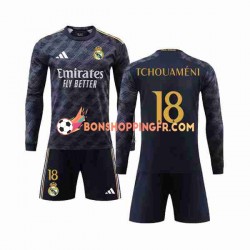 Maillot Extérieur Real Madrid Aurelien Tchouameni 18 2023-2024 Manches Longues Jeune Enfant(+shorts)