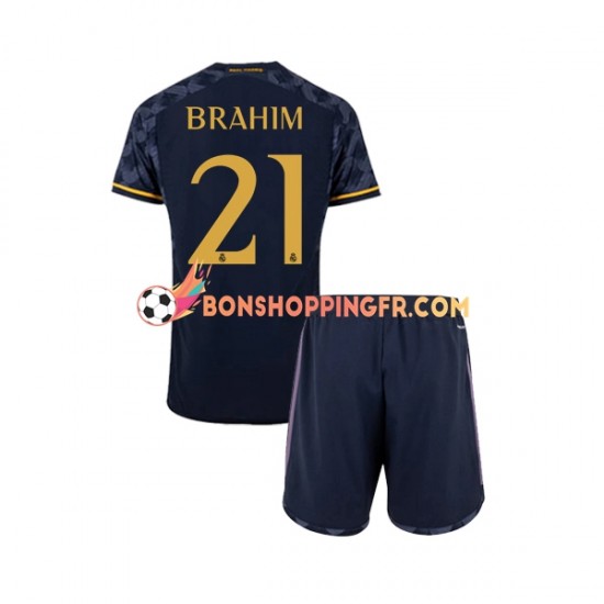 Maillot Extérieur Real Madrid Brahim Diaz 21 2023-2024 Manches Courtes Jeune Enfant(+shorts)