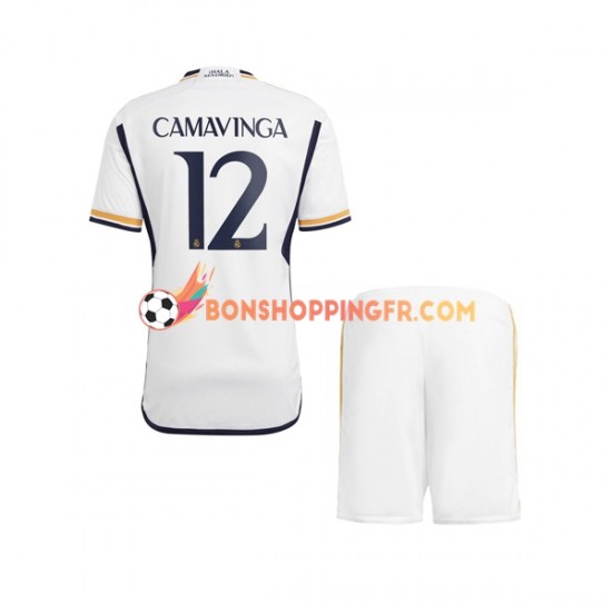 Maillot Domicile Real Madrid Camavinga 12 2023-2024 Manches Courtes Jeune Enfant(+shorts)