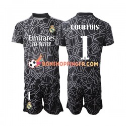 Maillot Extérieur Real Madrid Gardien Courtois 1 2022-2023 Manches Courtes Jeune Enfant(+shorts)