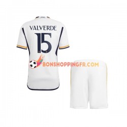 Maillot Domicile Real Madrid Federico Valverde 15 2023-2024 Manches Courtes Jeune Enfant(+shorts)