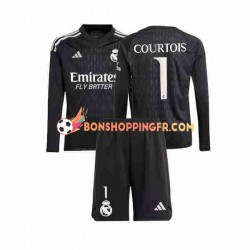 Maillot Extérieur Real Madrid Gardien Thibaut Courtois 1 2023-2024 Manches Longues Jeune Enfant(+shorts)