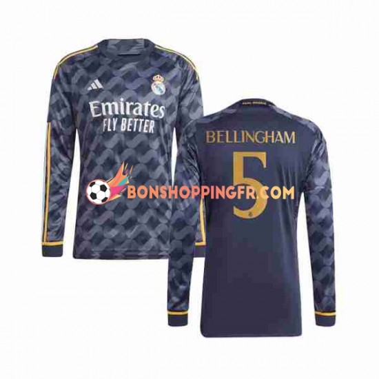 Maillot Extérieur Real Madrid Jude Bellingham 5 2023-2024 Manches Longues Homme