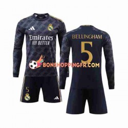 Maillot Extérieur Real Madrid Jude Bellingham 5 2023-2024 Manches Longues Jeune Enfant(+shorts)