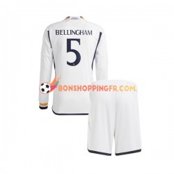 Maillot Domicile Real Madrid Jude Bellingham 5 2023-2024 Manches Longues Jeune Enfant(+shorts)