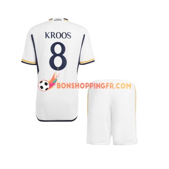 Maillot Domicile Real Madrid Kroos 8 2023-2024 Manches Courtes Jeune Enfant(+shorts)
