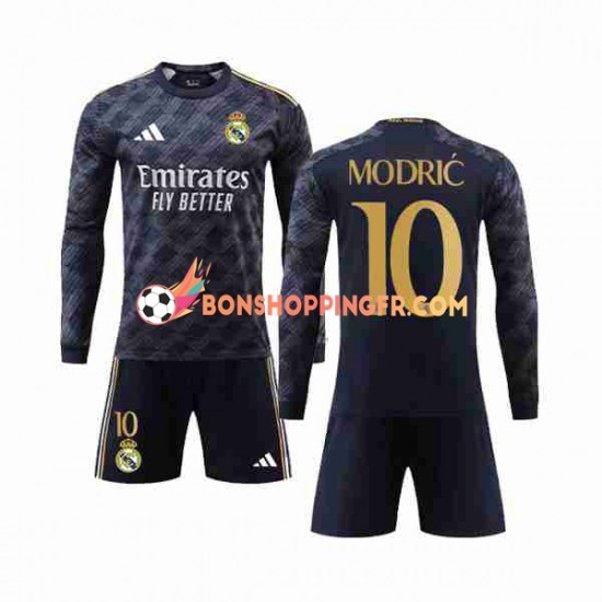 Maillot Extérieur Real Madrid Luka Modric 10 2023-2024 Manches Longues Jeune Enfant(+shorts)