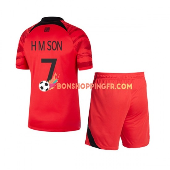 Maillot Domicile Corée du Sud Son Heung-min 7 Coupe du Monde 2022 Manches Courtes Jeune Enfant(+shorts)