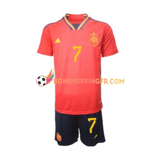 Maillot Domicile Espagne Alvaro Morata 7 Coupe du Monde 2022 Manches Courtes Jeune Enfant(+shorts)