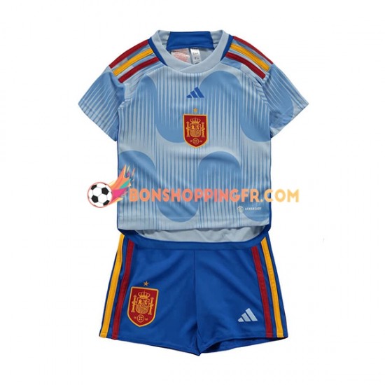 Maillot Extérieur Espagne Coupe du Monde 2022 Manches Courtes Jeune Enfant(+shorts)