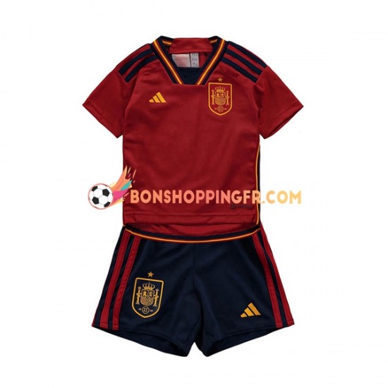 Maillot Domicile Espagne Coupe du Monde 2022 Manches Courtes Jeune Enfant(+shorts)