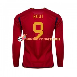 Maillot Domicile Espagne Gavi 9 Coupe du Monde 2022 Manches Longues Homme