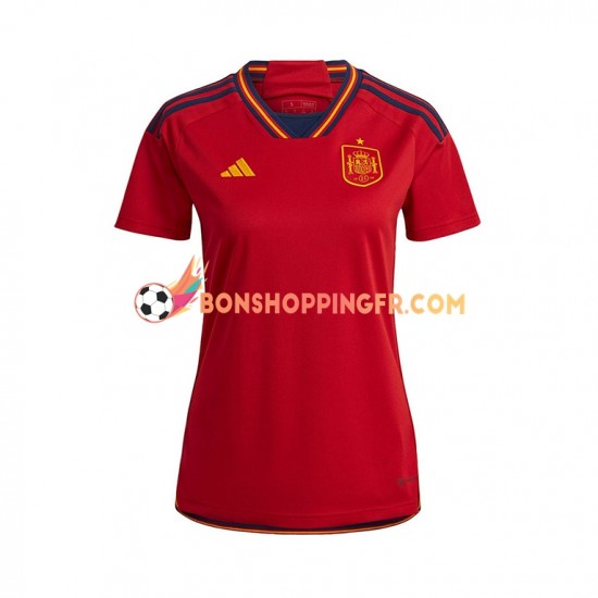 Maillot Domicile Espagne Coupe du Monde 2022 Manches Courtes Femme