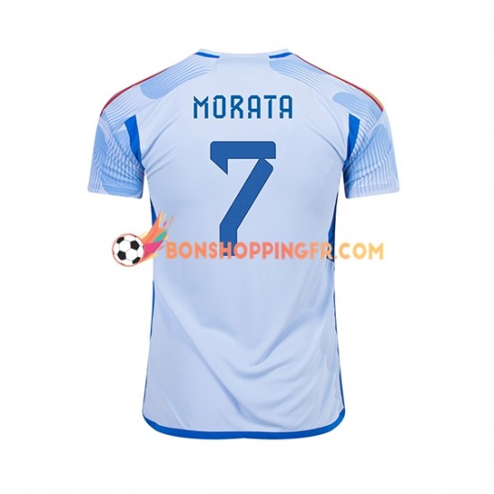 Maillot Extérieur Espagne MORATA 7 Coupe du Monde 2022 Manches Courtes Homme