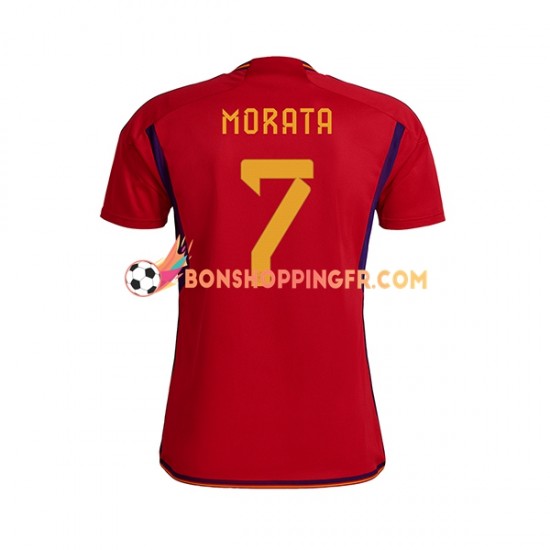 Maillot Domicile Espagne MORATA 7 Coupe du Monde 2022 Manches Courtes Homme