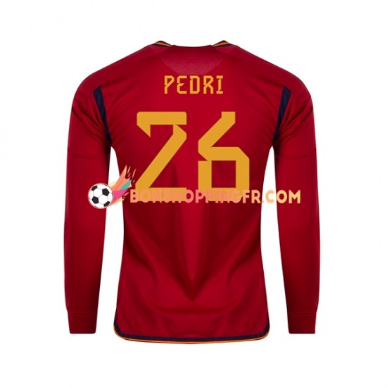 Maillot Domicile Espagne PEDRI 26 Coupe du Monde 2022 Manches Longues Homme