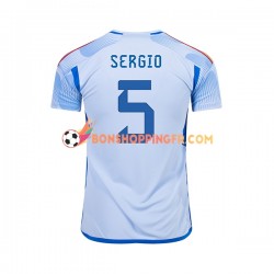 Maillot Extérieur Espagne SERGIO BUSQUETS 5 Coupe du Monde 2022 Manches Courtes Homme