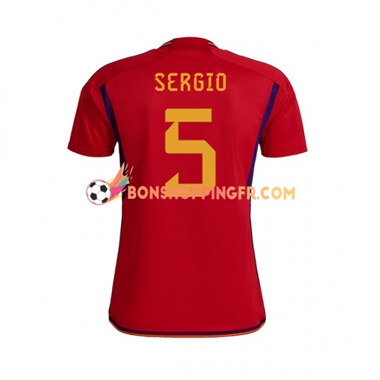 Maillot Domicile Espagne SERGIO BUSQUETS 5 Coupe du Monde 2022 Manches Courtes Homme