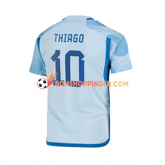 Maillot Extérieur Espagne Thiago 10 Coupe du Monde 2022 Manches Courtes Homme