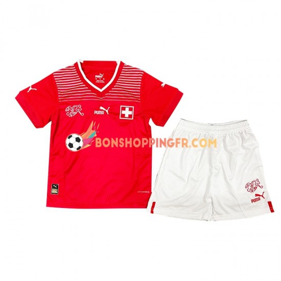 Maillot Domicile Suisse Coupe du Monde 2022 Manches Courtes Jeune Enfant(+shorts)