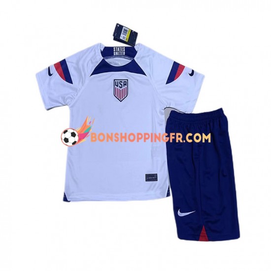 Maillot Domicile États-Unis Coupe du Monde 2022 Manches Courtes Jeune Enfant(+shorts)