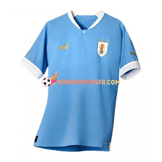 Maillot Domicile Uruguay Coupe du Monde 2022 Manches Courtes Homme