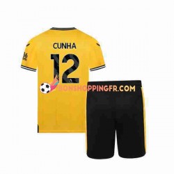 Maillot Domicile Wolverhampton Wanderers CUNHA 12 2023-2024 Manches Courtes Jeune Enfant(+shorts)