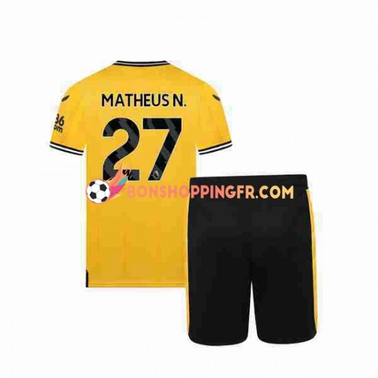 Maillot Domicile Wolverhampton Wanderers Matheus Nunes 27 2023-2024 Manches Courtes Jeune Enfant(+shorts)