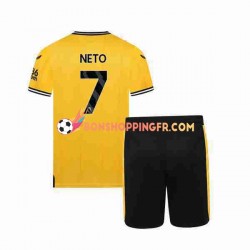 Maillot Domicile Wolverhampton Wanderers NETO 7 2023-2024 Manches Courtes Jeune Enfant(+shorts)