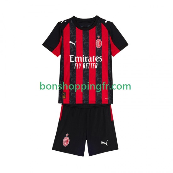 Maillot Domicile AC Milan 2025-2026 Manches Courtes Jeune Enfant(+shorts)