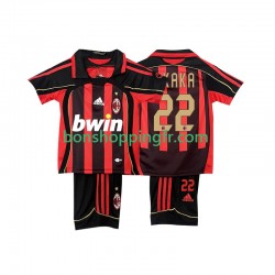 Maillot Rétro Domicile AC Milan KAKA 22 2006-2007 Manches Courtes Jeune Enfant(+shorts)