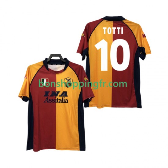 Maillot Rétro Domicile AS Rome Totti 10 2000-2001 Manches Courtes Homme Maillot Rétro Domicile AS Rome Totti 10 2000-2001 Manches Courtes Homme