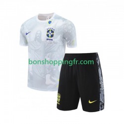Domicile Brésil JESUS Football Shirts 2024-2025 Blanc Manches Courtes Jeune Enfant(+shorts)