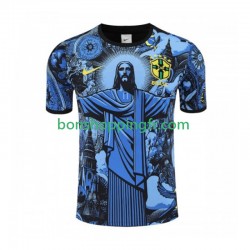 Maillot Domicile Brésil Jesus 2024-2025 Bleu Manches Courtes Homme