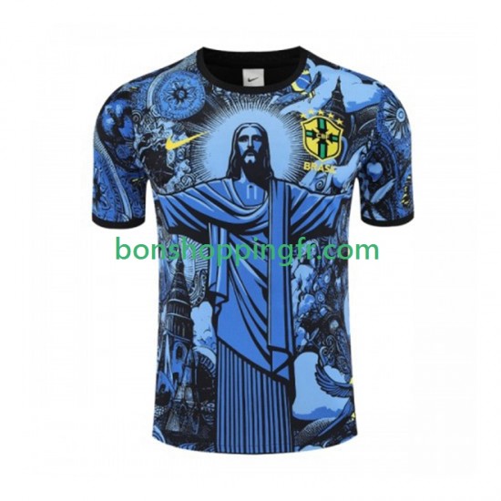 Maillot Domicile Brésil Jesus 2024-2025 Bleu Manches Courtes Homme Maillot Domicile Brésil Jesus 2024-2025 Bleu Manches Courtes Homme