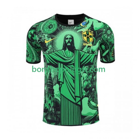 Maillot Domicile Brésil Jesus 2024-2025 Vert Manches Courtes Homme Maillot Domicile Brésil Jesus 2024-2025 Vert Manches Courtes Homme