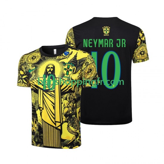 Maillot Domicile Brésil Neymar JR 10 Jesus 2024 Manches Courtes Homme Maillot Domicile Brésil Neymar JR 10 Jesus 2024 Manches Courtes Homme