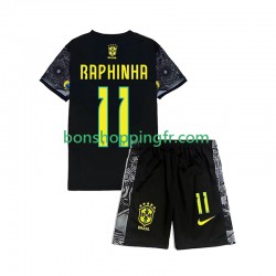 Domicile Brésil RAPHINHA 11 Cheist the Redeemer Football Shirts 2024 Manches Courtes Jeune Enfant(+shorts)
