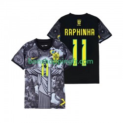 Maillot Domicile Brésil RAPHINHA 11 Cheist the Redeemer 2024 Manches Courtes Homme