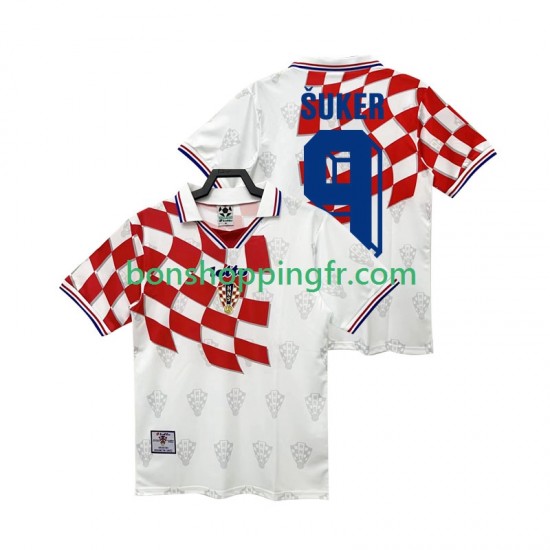 Maillot Rétro Domicile Croatie BSUKER 9 1998 Manches Courtes Homme Maillot Rétro Domicile Croatie BSUKER 9 1998 Manches Courtes Homme