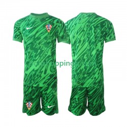 Maillot Extérieur Croatie Gardien 2024 Manches Courtes Jeune Enfant(+shorts)