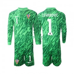 Maillot Extérieur Croatie Gardien DOMINIK LIVAKOVIC 1 2024 Manches Longues Jeune Enfant(+shorts)