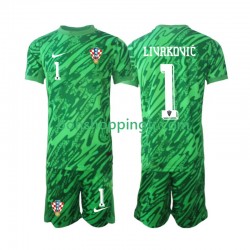Maillot Extérieur Croatie Gardien DOMINIK LIVAKOVIC 1 2024 Manches Courtes Jeune Enfant(+shorts)