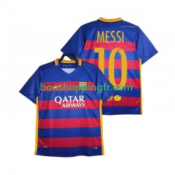 Maillot Rétro Domicile FC Barcelone Lionel Messi 10 2015-2016 Manches Courtes Homme