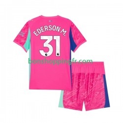 Maillot Extérieur Manchester City Gardien Ederson Moraes 31 2025-2026 Manches Courtes Jeune Enfant(+shorts)