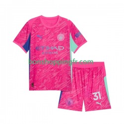 Maillot Extérieur Manchester City Gardien Ederson Moraes 31 2025-2026 Manches Courtes Jeune Enfant(+shorts)