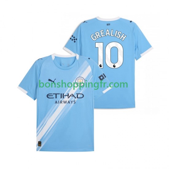 Maillot Domicile Manchester City Jack Grealish 10 2025-2026 Manches Courtes Homme Maillot Domicile Manchester City Jack Grealish 10 2025-2026 Manches Courtes Homme