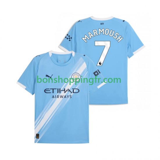Maillot Domicile Manchester City Omar Marmoush 7 2025-2026 Manches Courtes Homme Maillot Domicile Manchester City Omar Marmoush 7 2025-2026 Manches Courtes Homme
