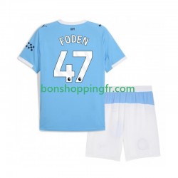 Maillot Domicile Manchester City Phil Foden 47 2025-2026 Manches Courtes Jeune Enfant(+shorts)